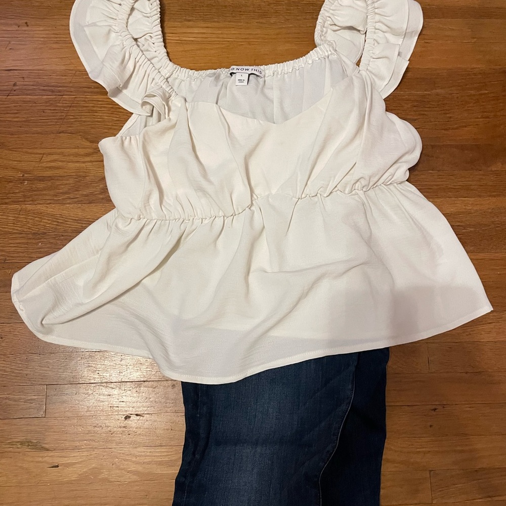 Cream Ruffled Smocked Blouse - Picture 4 of 4